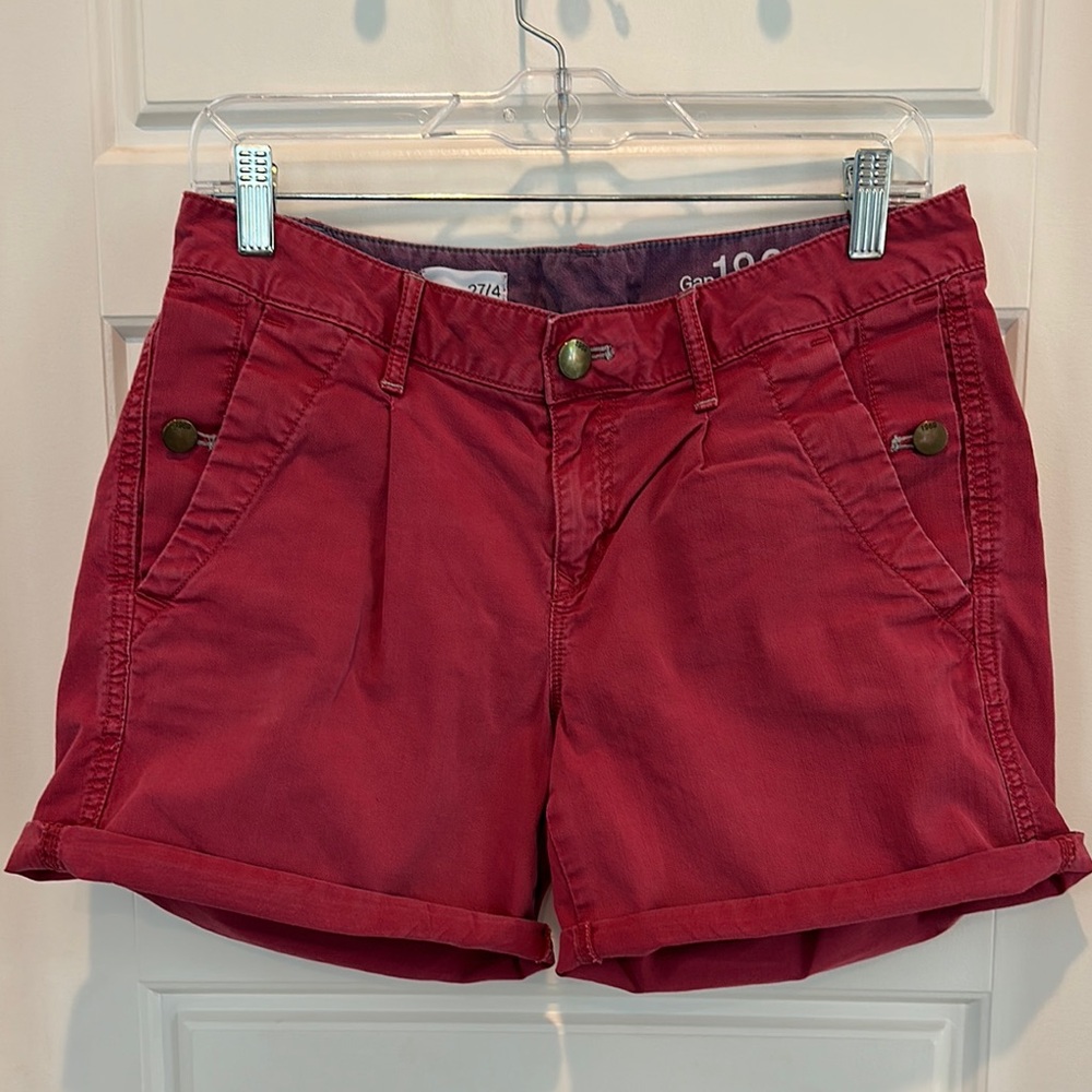 GAP Red Cargo Shorts with Rolled Cuffs